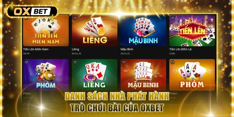 Danh sách nhà phát hành trò chơi bài của OxBet