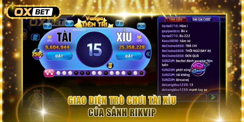 Giao diện trò chơi Tài Xỉu của sảnh Rikvip